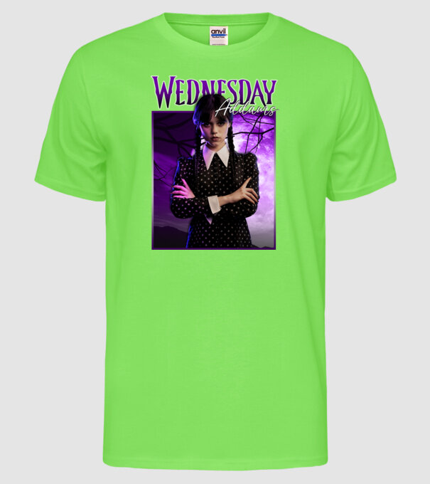Wednesday Addams model verde neon pe tricou