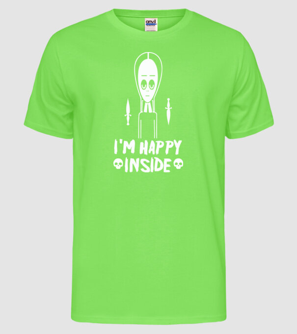 WEDNESDAY Happy inside model verde neon pe tricou