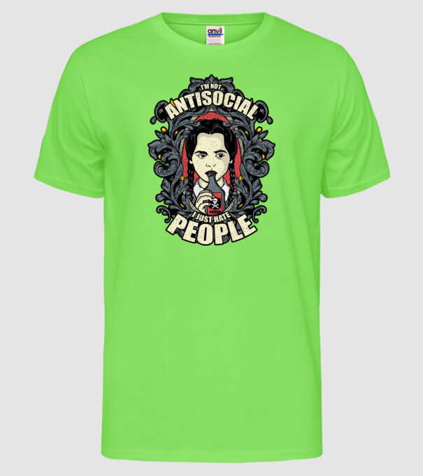 WEDNESDAY - Just hate people model verde neon pe tricou