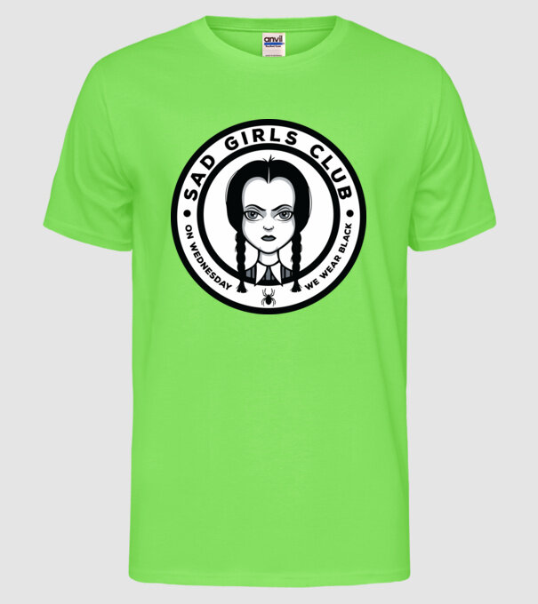WEDNESDAY Sad Girls Club model verde neon pe tricou