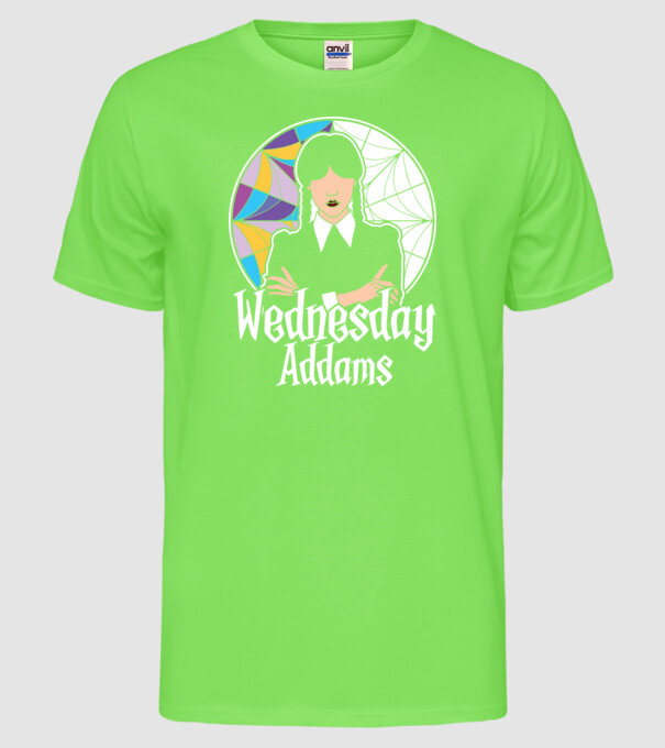 Wednesday Window colorful model verde neon pe tricou