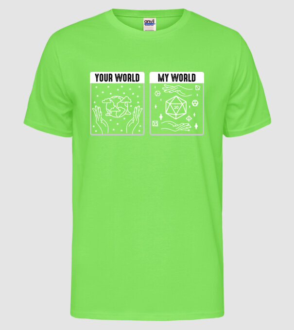 Your World My World model verde neon pe tricou