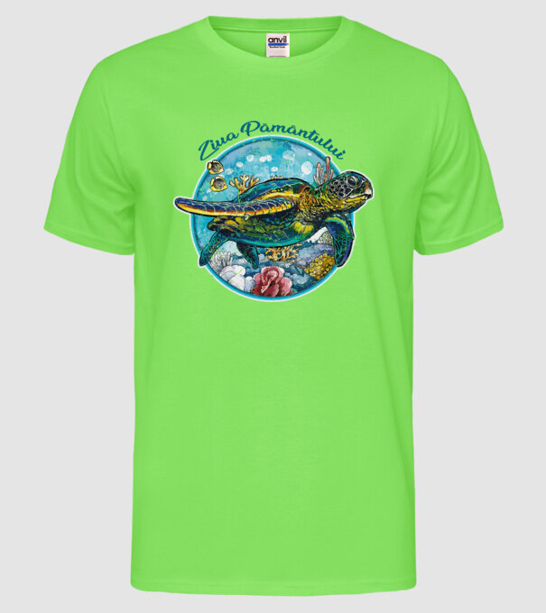 Ziua Pământului model verde neon pe tricou