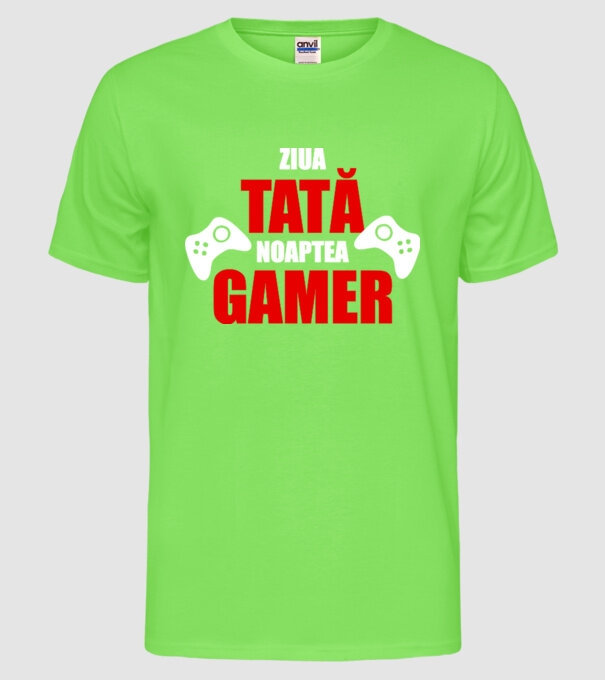 ziua tată noaptea gamer model verde neon pe tricou