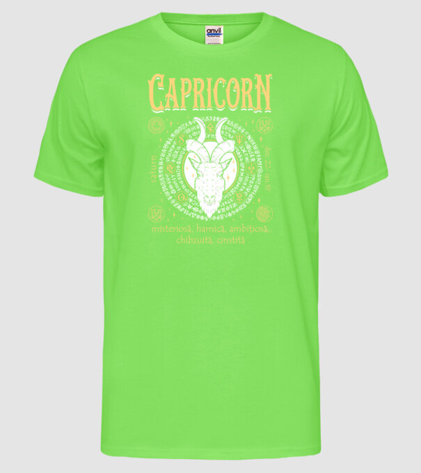 Zodiac femeie CAPRICORN golden model verde neon pe tricou