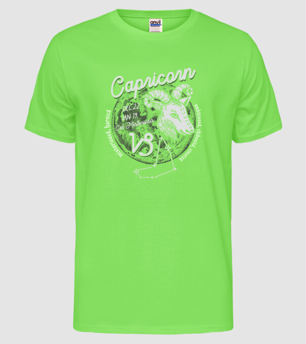 Zodiac femeie CAPRICORN retro model verde neon pe tricou