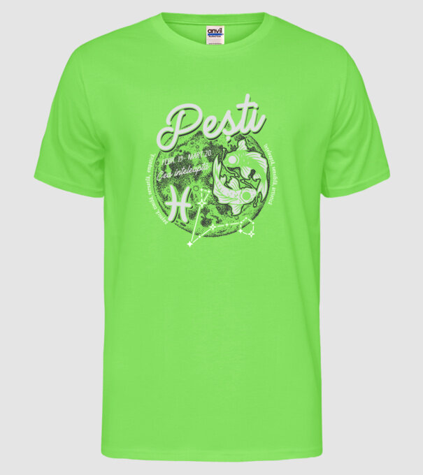 Zodiac femeie PEȘTI retro model verde neon pe tricou