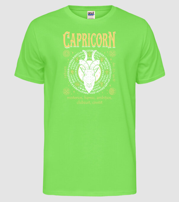 Zodiac bărbat CAPRICORN golden model verde neon pe tricou