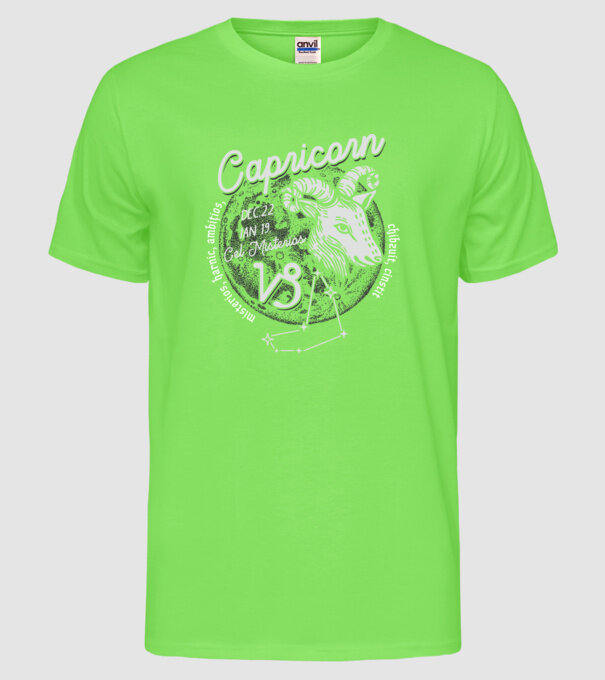 Zodiac bărbat CAPRICORN retro model verde neon pe tricou