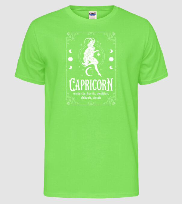 Zodiac bărbat CAPRICORN white model verde neon pe tricou