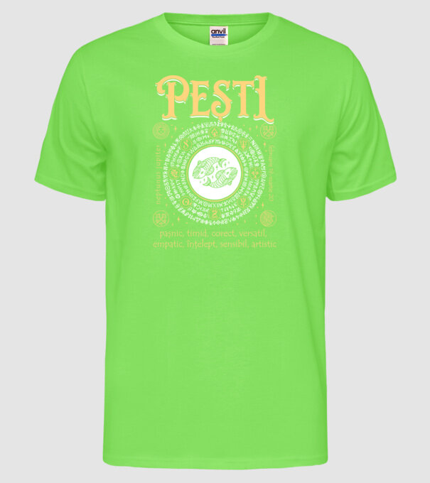 Zodiac bărbat PEȘTI golden model verde neon pe tricou