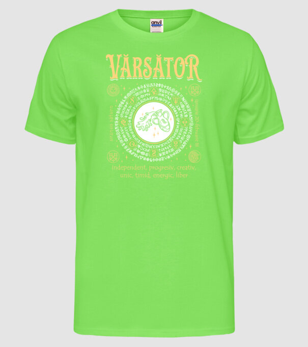 Zodiac bărbat VĂRSĂTOR golden model verde neon pe tricou
