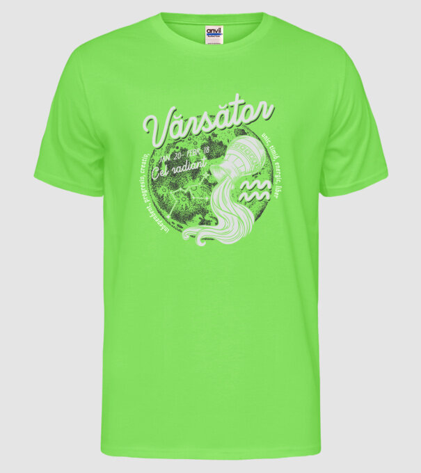 Zodiac bărbat VĂRSĂTOR retro model verde neon pe tricou