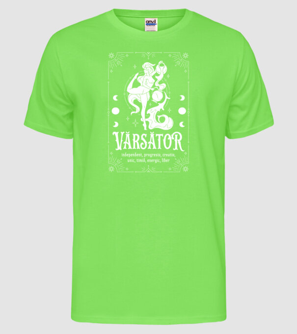 Zodiac bărbat VĂRSĂTOR white model verde neon pe tricou