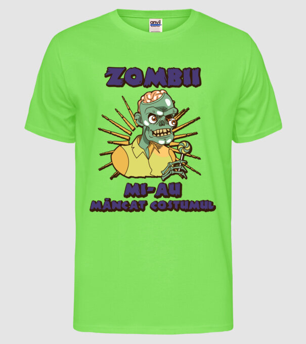Zombii mi-au mâncat costumul model verde neon pe tricou