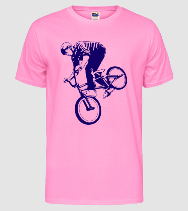 BMX stunt model roz neon pe tricou