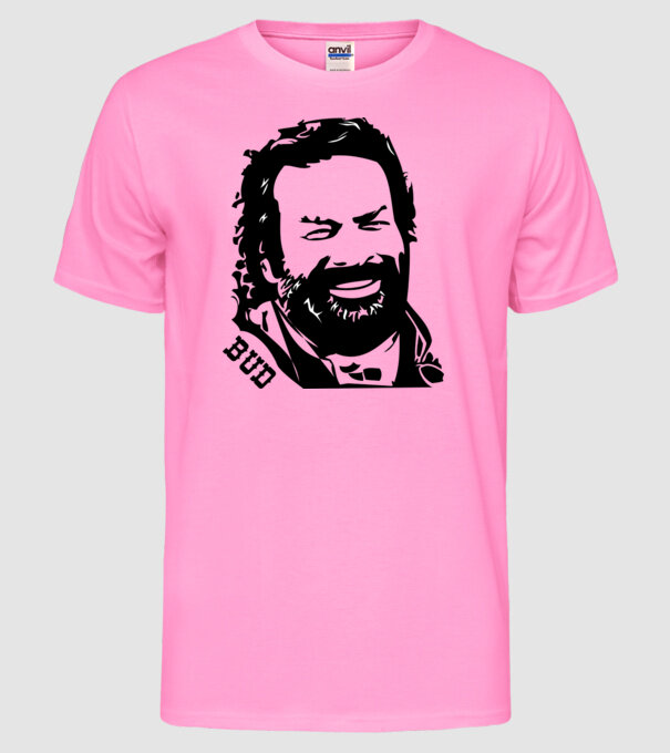 Față Bud Spencer model roz neon pe tricou