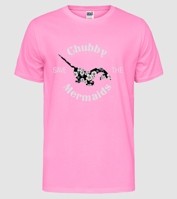 Chubby mermaid model roz neon pe tricou