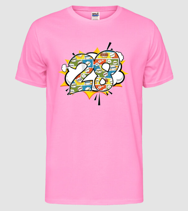 Birthday Comic Number 28 model roz neon pe tricou