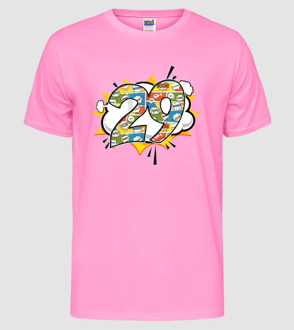 Birthday Comic Number 29 model roz neon pe tricou