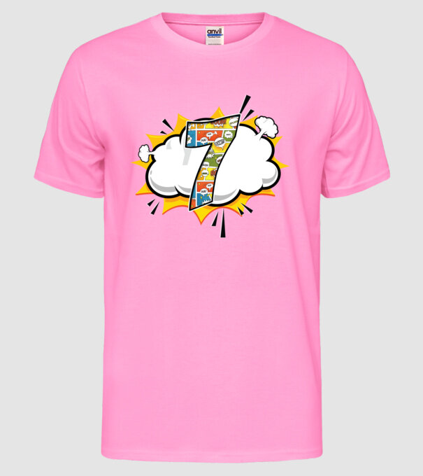 Birthday Comic Number 7 model roz neon pe tricou