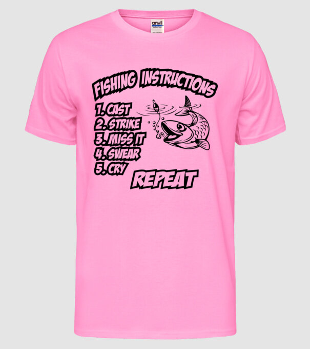 Fishing instructions model roz neon pe tricou