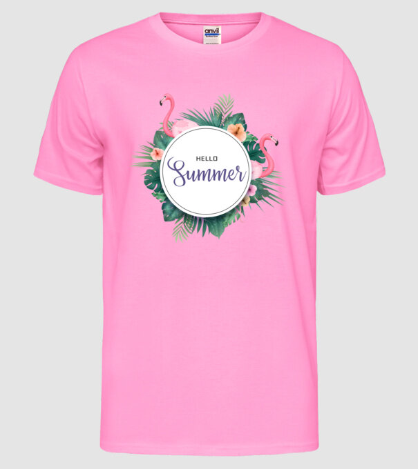 Hello summer model roz neon pe tricou
