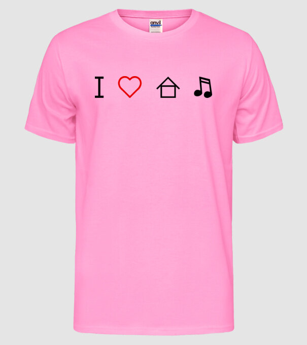 I love house music model roz neon pe tricou