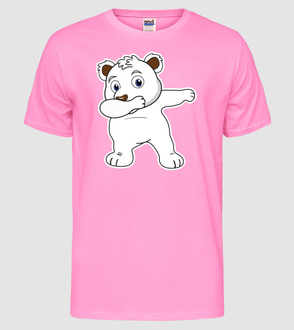 Urs polar DAB model roz neon pe tricou