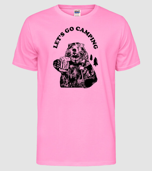 Lets go camping model roz neon pe tricou