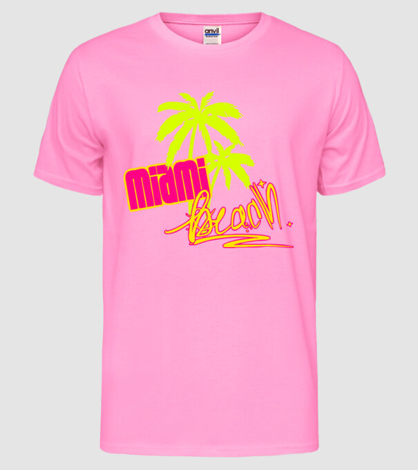 Miami beach model roz neon pe tricou