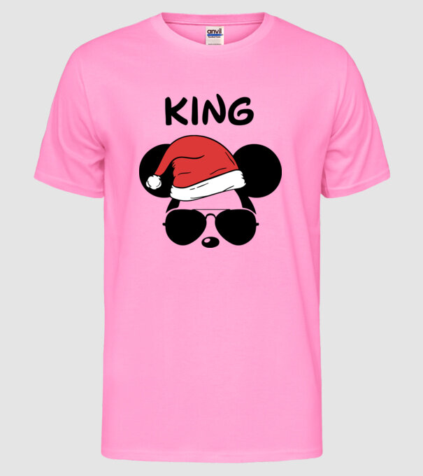 mickey santa king model roz neon pe tricou