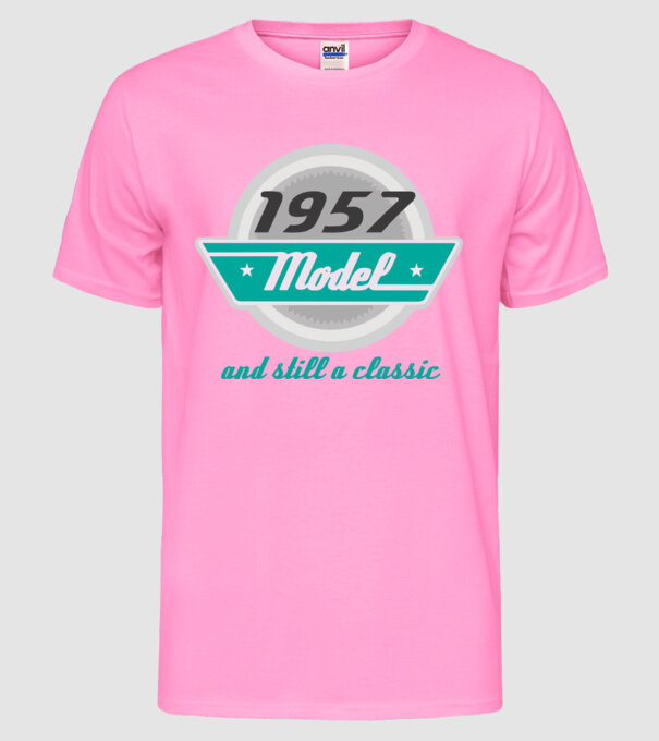 Model and still a classic - 1957 model roz neon pe tricou