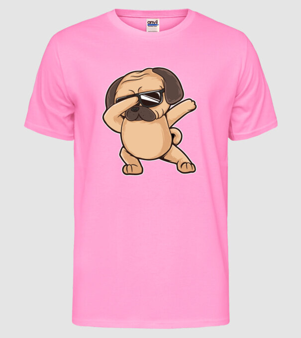 Mops DAB model roz neon pe tricou