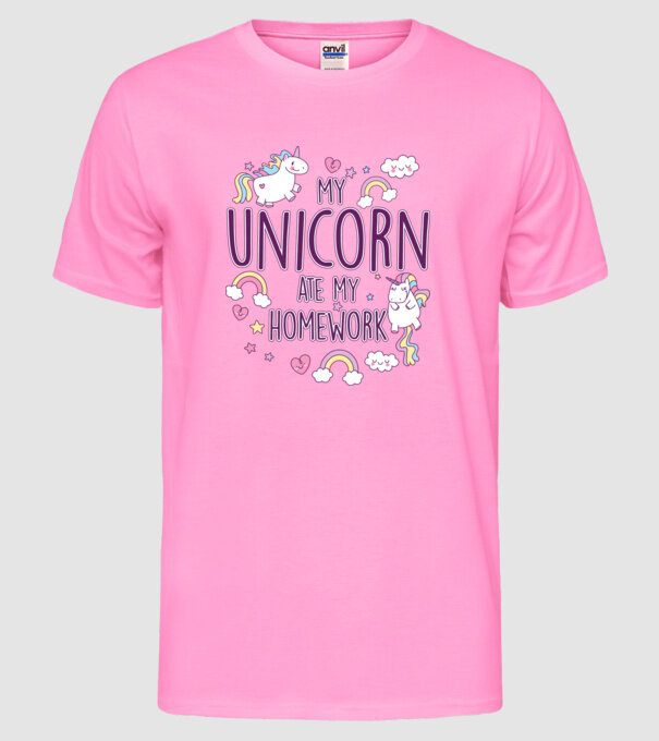 My unicorn ate my homework model roz neon pe tricou