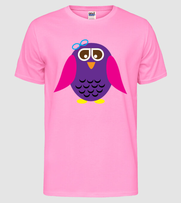 Owl model roz neon pe tricou