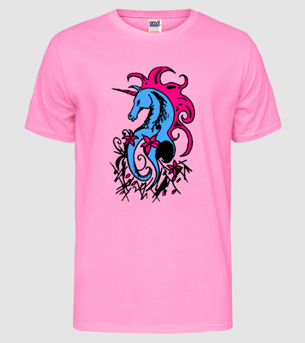 pegasus model roz neon pe tricou