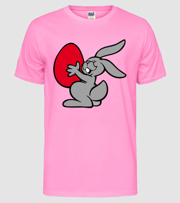 Ou roșu și iepure model roz neon pe tricou