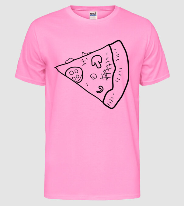 Felie de pizza (parte tricou pereche) model roz neon pe tricou