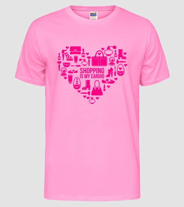 Shopping is my cardio model roz neon pe tricou