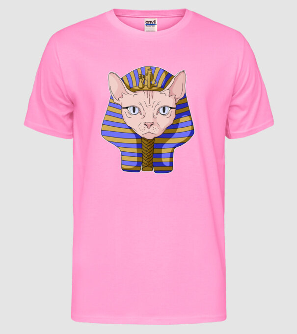 sphynx cat pharaoh model roz neon pe tricou