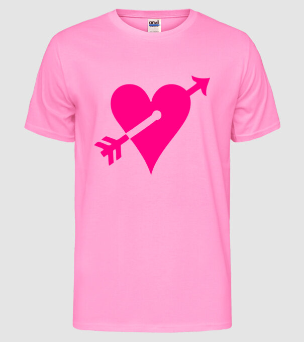inimă model roz neon pe tricou