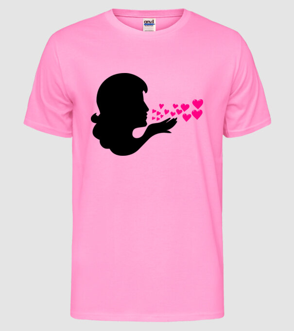 pupici din inimă model roz neon pe tricou