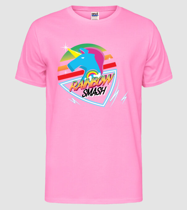 Curcubeu unicorn model roz neon pe tricou