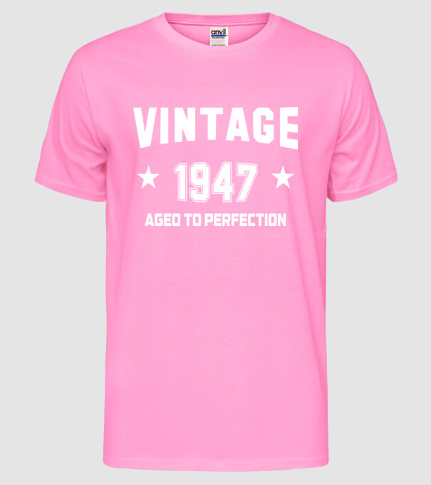 Vintage - 1947 model roz neon pe tricou