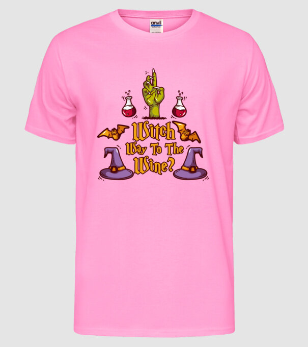 Witch way to the wine model roz neon pe tricou
