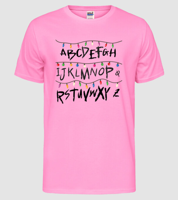 abcdef stanger things model roz neon pe tricou