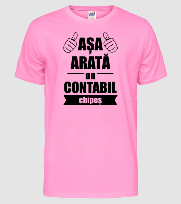 așa arată un contabil chipeș model roz neon pe tricou