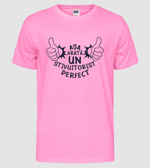Așa arată un STIVUITORIST perfect model roz neon pe tricou