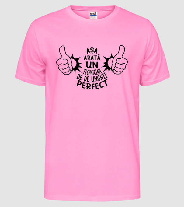 Așa arată un TEHNICIAN DE UNGHII perfect model roz neon pe tricou